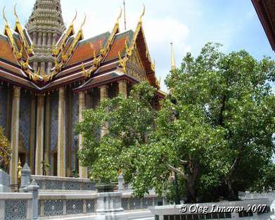 Вид на главный храм комплекса кор. дворца в Бангкоке.(Храм изумрудного будды) (фото Лимарева В.Н.)